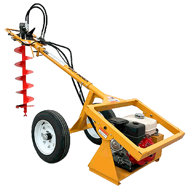 Tarière hydraulique sur roues